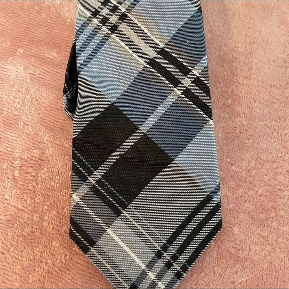 George Black and Gray Plaid Tie